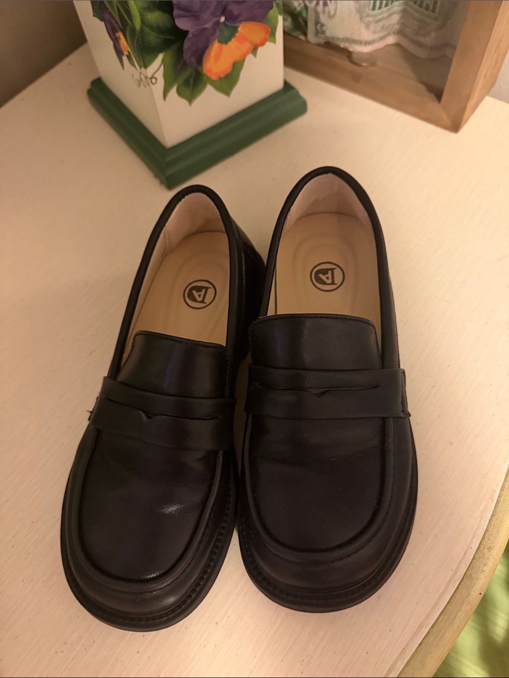Black Leather Penny Loafers for Men
